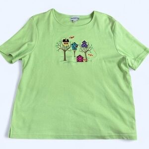 Breckenridge Green Embroidered Birdhouse T-Shirt